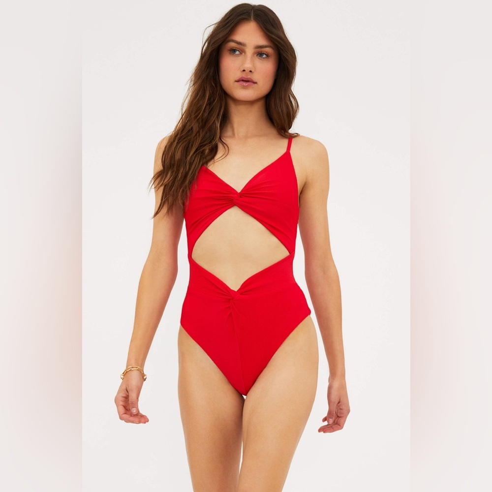 Anthropologie x Beach Riot Aviva One Piece Red